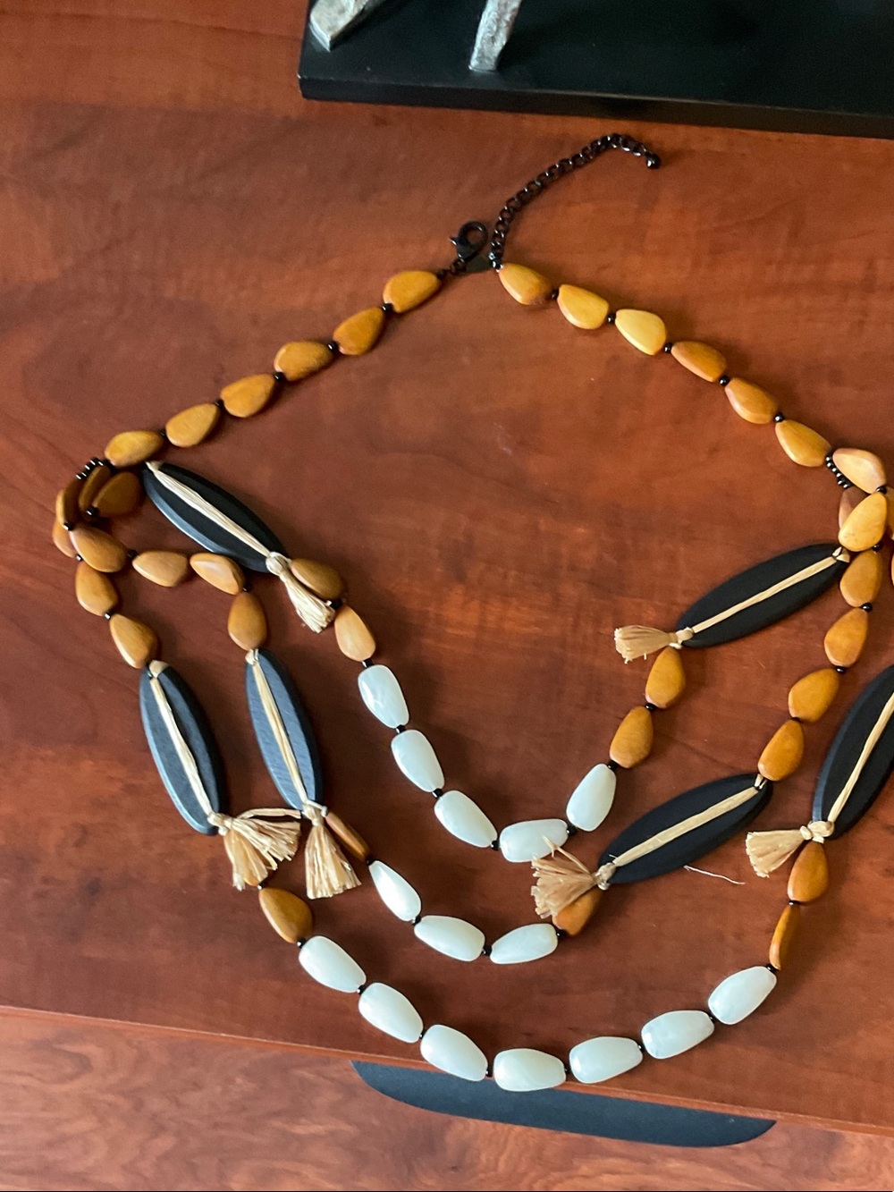 Multi-Strand Yellow & White Beaded Statement Necklace